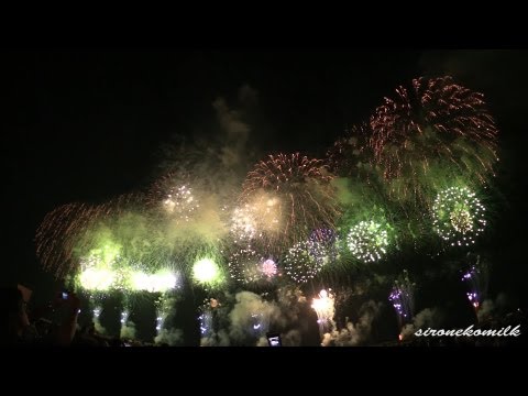 NOSHIRO HANABI 2013年 能代の花火大会 800mフルワイドスターマイン Japan-800m Full wide Star mine fireworks display