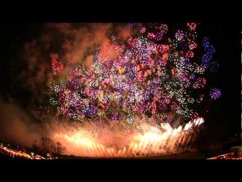 長野えびす講花火大会 Music Star mine display | Japan Nagano Ebisukou Fireworks Festival 2011 ミュージックスターマイン