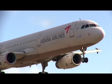 仙台空港アシアナ航空の飛行機着陸 Asiana Airlines Airbus A321-200 Landing to Japan Sendai Airport エアバスA321