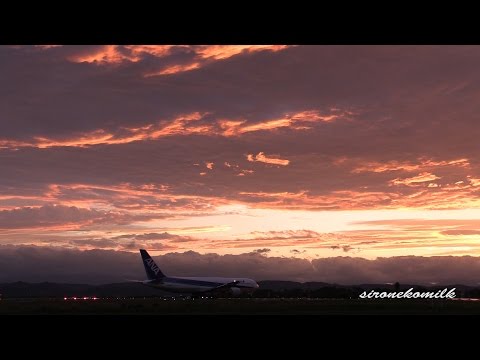 仙台空港の夕焼けと飛行機離着陸 Plane Spotting at Japan Sendai Airport with Beautiful Sunset Sky 航空動画