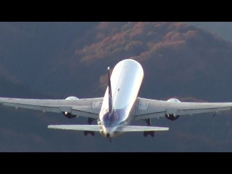 仙台空港旅客機の離陸 ANA All Nippon Airways Boeing 767-300 taking off from Japan Sendai Airport 全日空ボーイング767