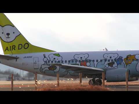 ベアドゥ・ドリーム AIR DO Boeing 737-500 JA305K Landing and Take off at Sendai Airport 仙台空港旅客機の離着陸