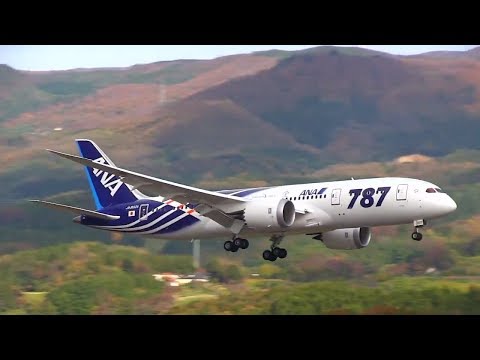 福島空港 B787低空飛行 ANA Boeing 787-8 Low Pass &amp; Rocking Wings at Japan Fukushima Airport ボーイング787復興応援フライト