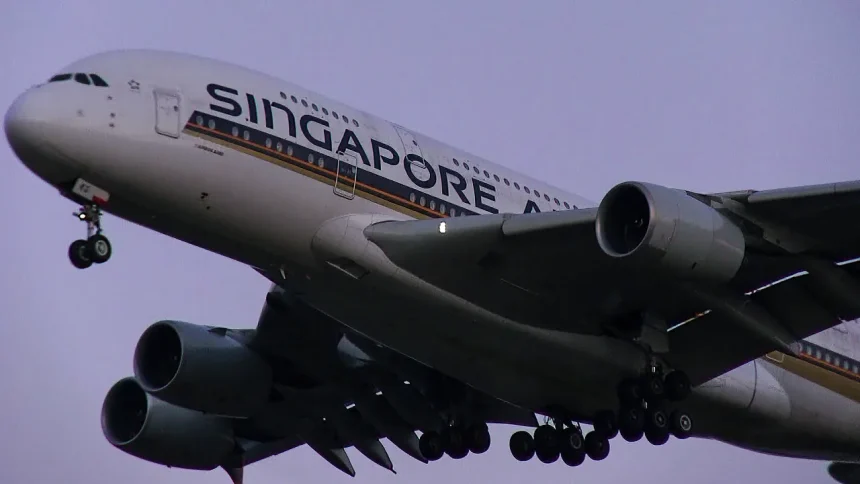 世界最大の旅客機 シンガポール航空のエアバスA380が成田国際空港に着陸