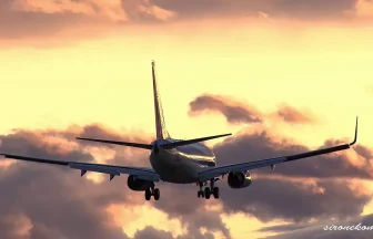 夕焼け空が美しい仙台空港 飛行機着陸映像