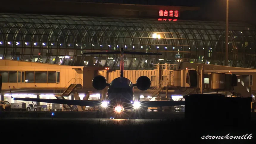 仙台空港の夕焼けと夜景 旅客機離着陸映像集