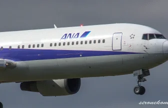 仙台空港臨空公園から眺める旅客機の離着陸 ANA ボーイング767-300