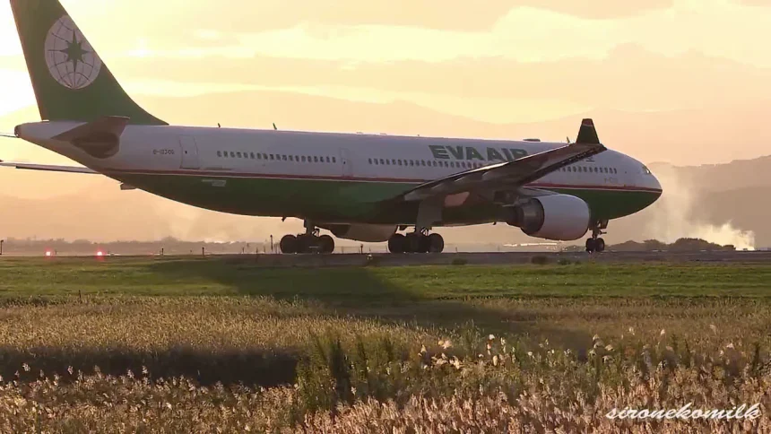 仙台空港 秋の風景 夕暮れの旅客機離着陸映像