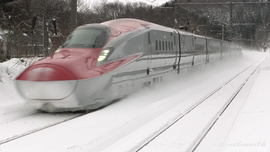 雪の中を駆け抜ける秋田新幹線 E6＆E3系 走行映像