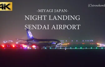 滑走路の夜景が美しい仙台空港 飛行機着陸映像 | 宮城県名取市
