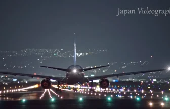 大阪伊丹空港 千里川土手から眺める滑走路夜景 飛行機離着陸 | 大阪府豊中市