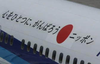 東日本大震災後の山形空港 全日本空輸 ボーイング737-800の離陸