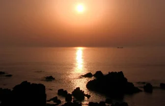 日本の夕陽百選・男鹿半島入道崎の風景